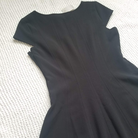 LOFT Cap Sleeve Fit and Flare Black Dress - Picture 6 of 8